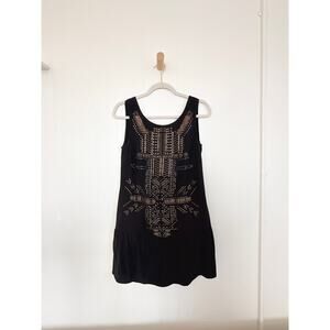 ARCHIVE Parker NY 100% Silk Hand-Beaded Gatsby Dress - Charcoal Black - M